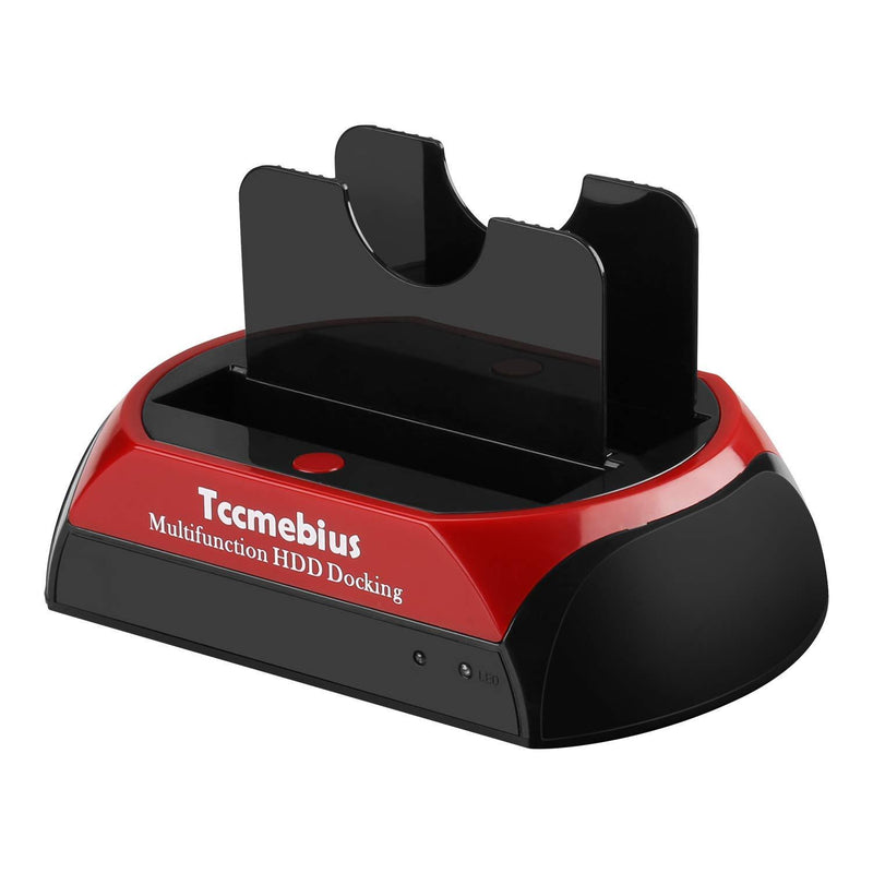 Tccmebius Hard Drive Docking Station, TCC-S867-US USB 2.0 to 2.5 3.5 Inch SATA IDE Dual Slots External HDD Enclosure, for 2.5" 3.5" IDE SATA I/II/III HDD SSD