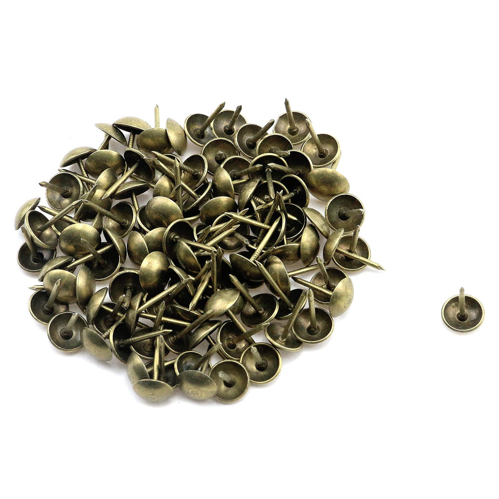 Antrader Upholstery Nails/Tacks 3/8", Decorative Furniture Push Pins, Antique Brass Finish, Pack of 100 1/3" × 3/5" ‎Bronze