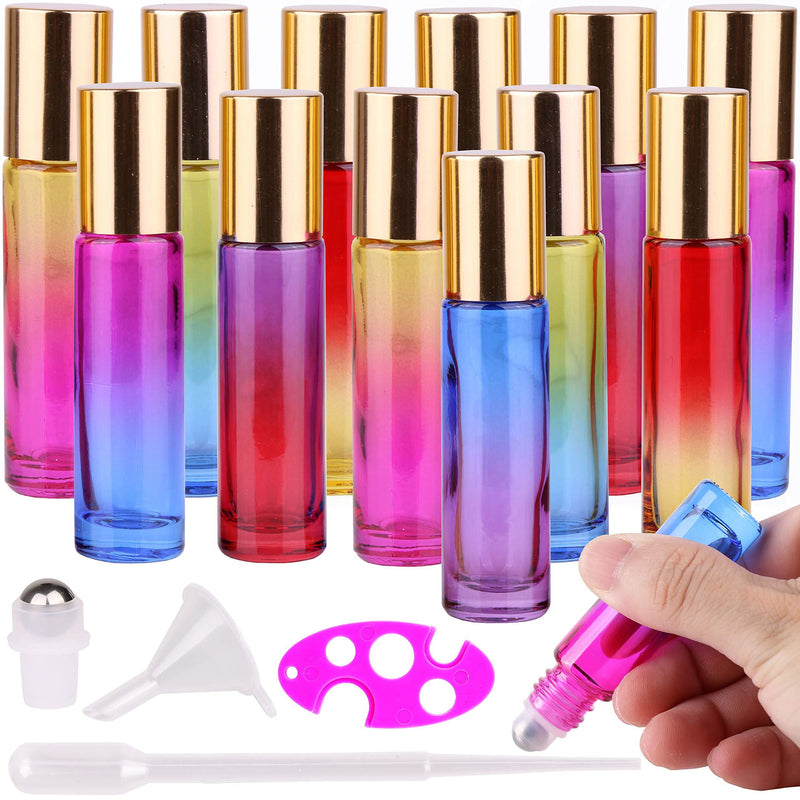 Inice Roller Bottles 10ml 12 Roll on Bottles Refillable Containers for Essential Oils