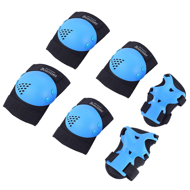 BOSONER Kids/Youth Knee Pad Elbow Pads for Roller Skates Cycling BMX Bike Skateboard Inline Rollerblading, Skating Skatings Scooter Riding Sports Black / Blue Medium