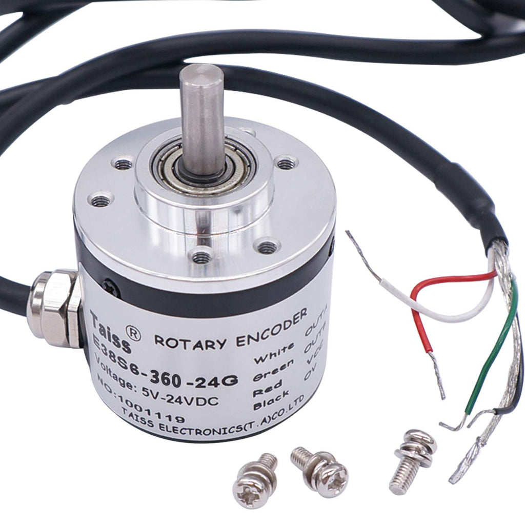 Taiss/AB 2 Phase Incremental Rotary Encoder 360P/R DC 5-24v Wide Voltage Power Supply 6mm Shaft 360P/R