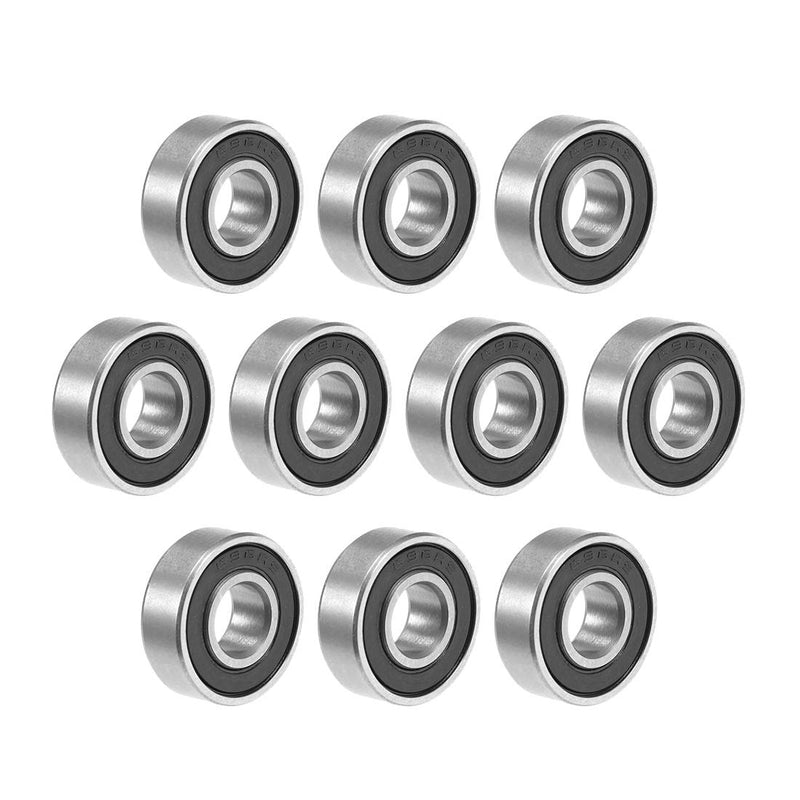 uxcell 696-2RS Deep Groove Ball Bearing 6x15x5mm Double Sealed Chrome Steel Bearings 10-Pack 6mmx15mmx5mm