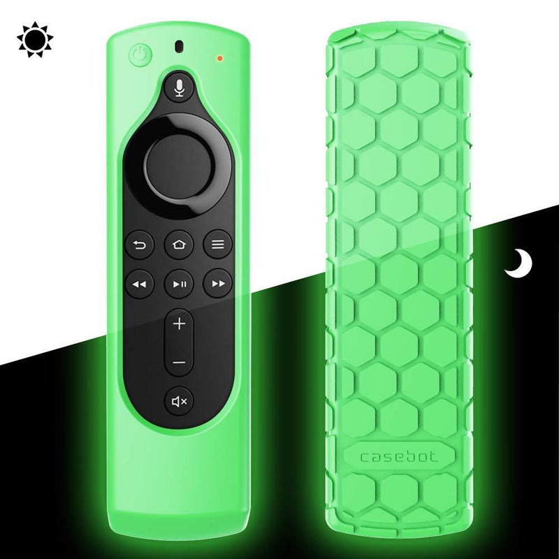 CaseBot Remote Case for Fire TV Stick 4K Max/Fire TV Stick (2nd and Later) / Fire TV Stick Lite/Fire TV Cube - Anti-Slip Silicone Cover for Alexa Voice Remote (2nd Gen and 3rd Gen), Green-Glow Green Glow in the Dark
