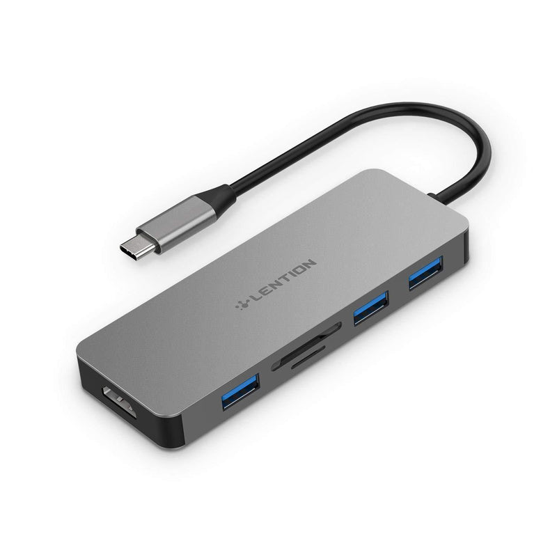 LENTION USB C Hub with 4K HDMI, 3 USB 3.0, SD/Micro SD Card Reader Compatible 2021-2016 MacBook Pro 13/15/16, New Mac Air/Surface, Stable Driver Certified Multi-Port Adapter (CB-C18, Space Gray)