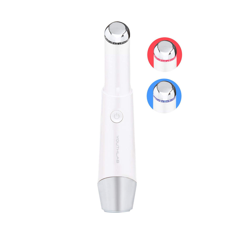 YOUTHLAB Eye & Face Massager Tool/Wand/Pen, Heated/Warm, Sonic Vibration, Anti Aging, Eye Fatigue Relief, Puffy Eyes/Dark Circles/Eye Bags, Boost Product Absorption, Lip Wrinkles, Light White