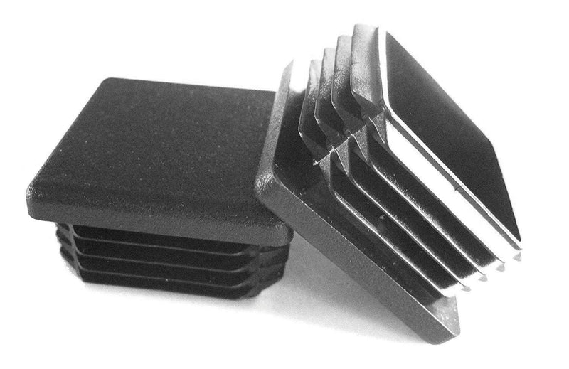 Prescott Plastics 1.5" Inch Square Plastic Plug Insert (20 Pack), Black End Cap for Metal Tubing, Fence, Glide Insert for Pipe Post, Chairs and Furnitures 20