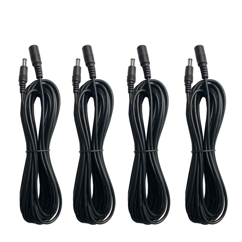 Power Extension Cord, 4Pack 10ft DC 12V Power Supply Adapter Extension Cable 2.1mm × 5.5mm Plug for Wireless IP Security Cameras, LED Lights Strip, Baby Monitor, DVR, NVR, Router
