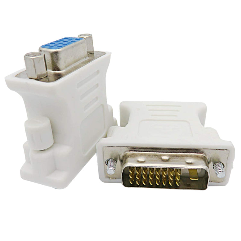 OUOU VGA Adapter DVI-I 24+1 Male to VGA 15 Pin Female Adapter Supports 1080P Full HD for Computer, PC Host, Laptop, Graphics Card to HDTV, LG HP Dell Monitor and Projector (2 Pack)