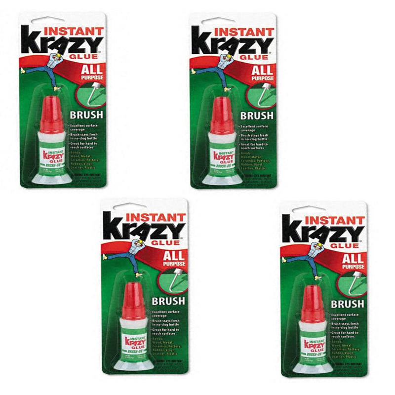 Krazy Glue KG92548R Brush-On Glue, 5 g Tube (Pack of 4)