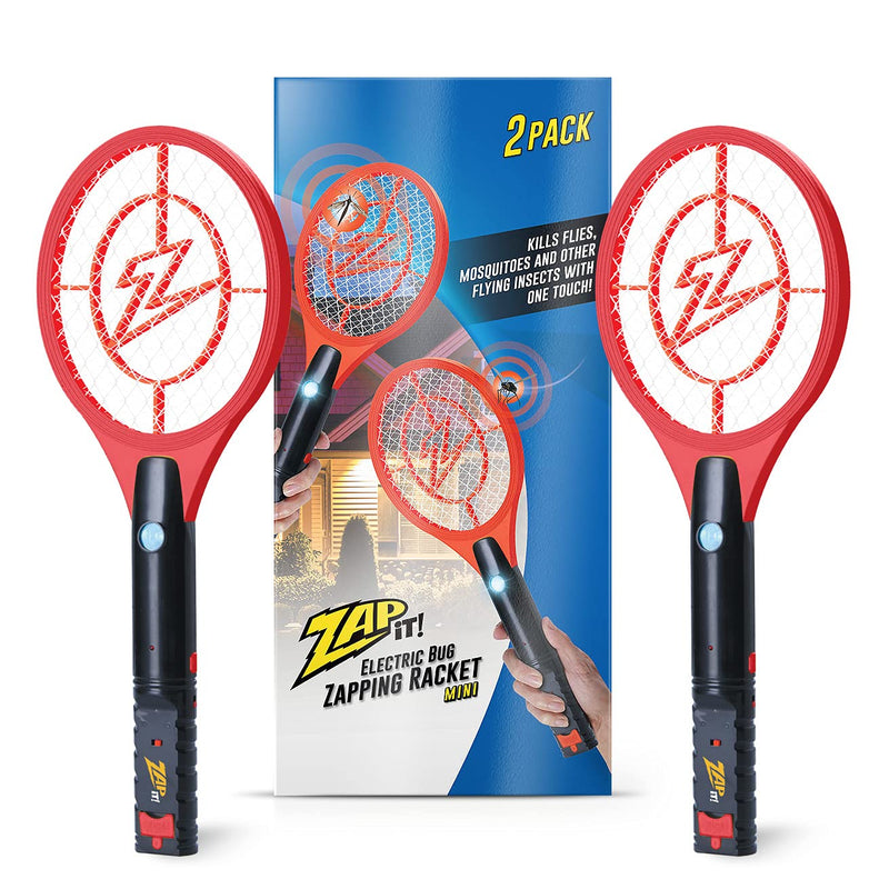 Zap It Bug Zapper Rechargeable Bug Zapper Racket, 4,000 Volt, USB Charging Cable, 2 Pack Mini Red