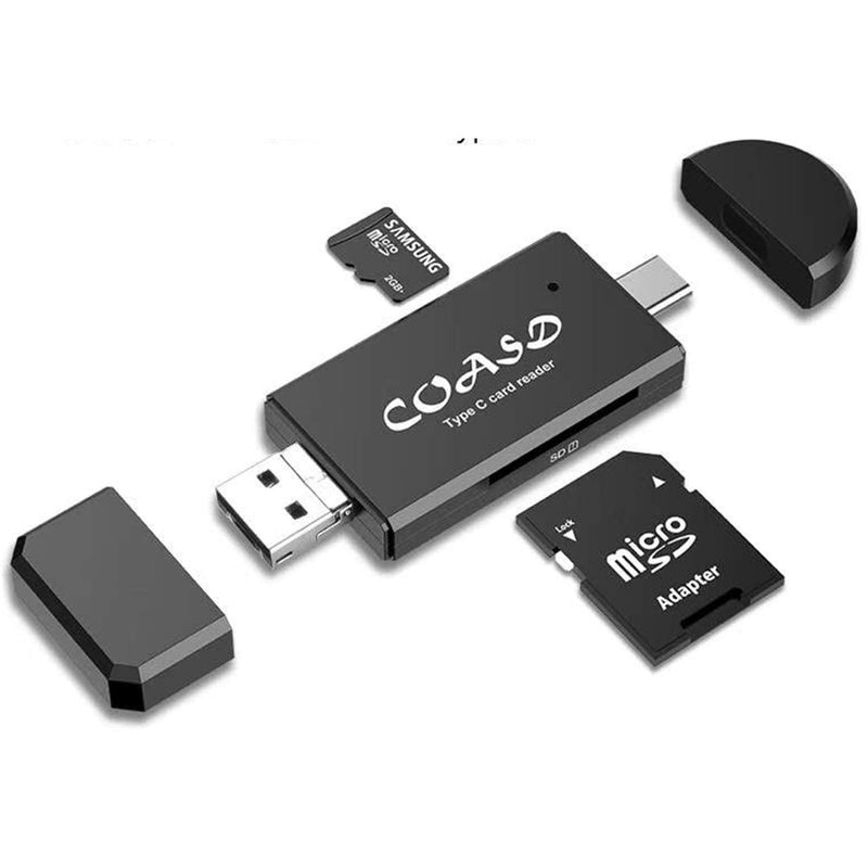COASD Memory Card Reader SD OTG Adapter and USB 2.0 Portable for SDXC, SDHC, SD, MMC, RS-MMC, Micro SDXC, Micro SD, Micro SDHC Card and UHS-I Card (3 in 1) 3 IN 1