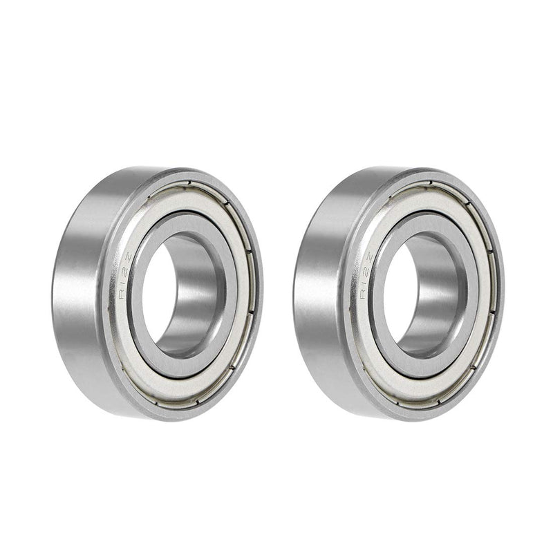 uxcell R12ZZ Deep Groove Ball Bearing 3/4"x1-5/8"x7/16" Double Shielded Chrome Steel Bearings 2-Pack 3/4"x1-5/8"x7/16"