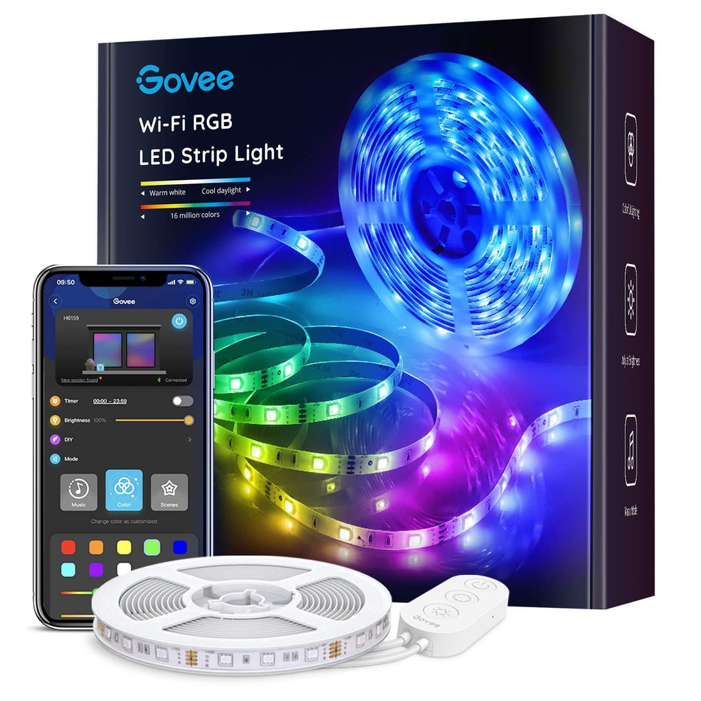 Govee Smart LED Strip Lights, 16.4ft WiFi LED Lights Work with Alexa and Google Assistant, Bright 5050 LEDs, 16 Million Colors with App Control and Music Sync for Home, Kitchen, TV, Party