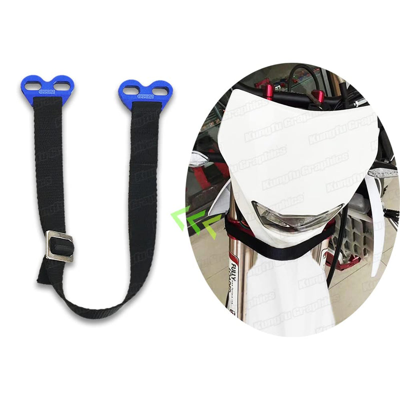 Kungfu Graphics Front Adjustable Rescue Strap for Dirtbikes Motocross Enduro Supercross Universal, Blue