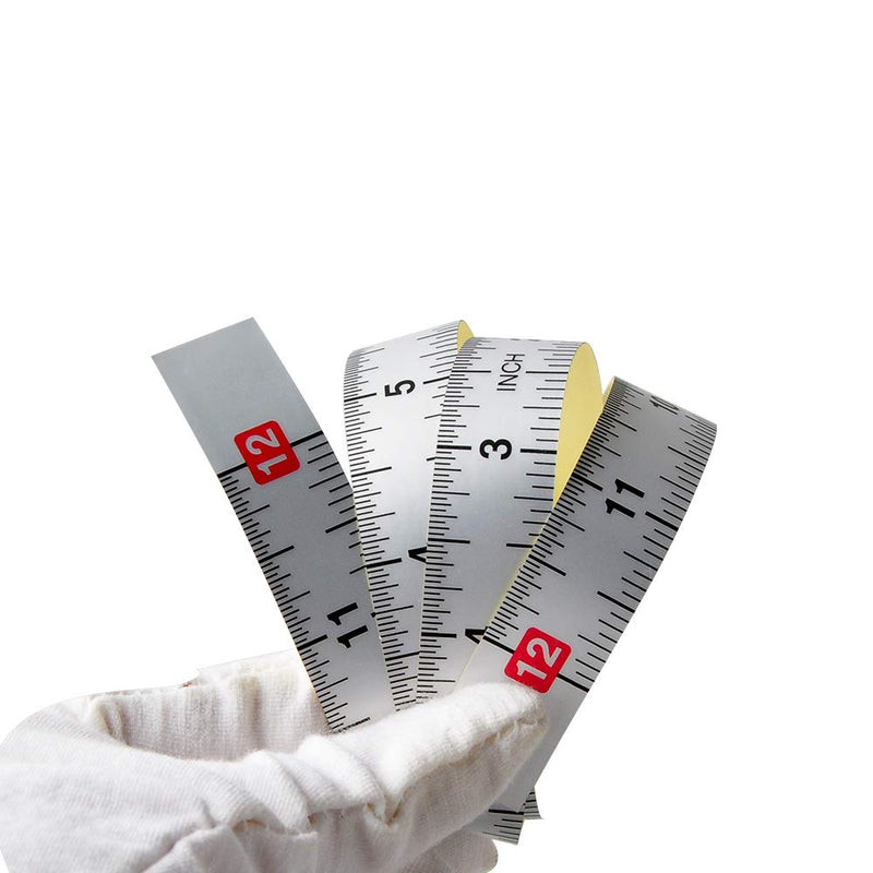 WIN TAPE Pack of 1pc 12 Inches Short Adhesive Table Sticky Measuring Tape Ruler Self-Adhesive Tape Measure (Start from Middle - Inches) Start from Middle - Inches