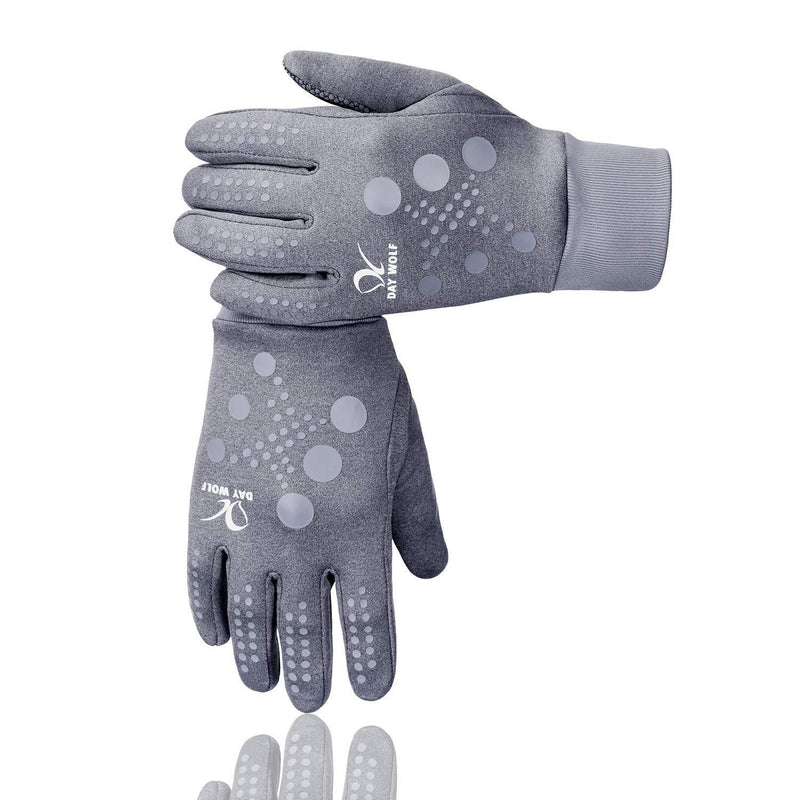 day wolf Running Gloves for Men Women Liner Gloves Touch Screen Running Exercise Gym Workout Warm Mittens Touch Screen Cycling Breathable for Winter Summer Driving Camping Hiking Driving Grey Doted X-Large