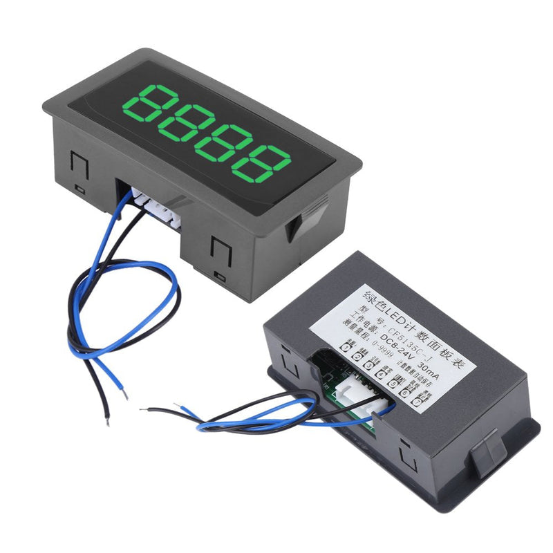 Auto Digital Counter Mini 4 Digit 0-999 Counter Up/Down Plus/Minus Panel Counter Meter with Cable(Green)