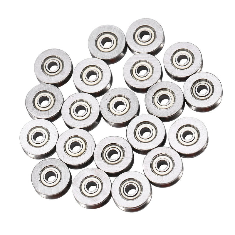 20pcs V623ZZ V Groove Ball Carbon Steel Bearing Pulley for Rail Track Linear Motion System 3x12x4mm
