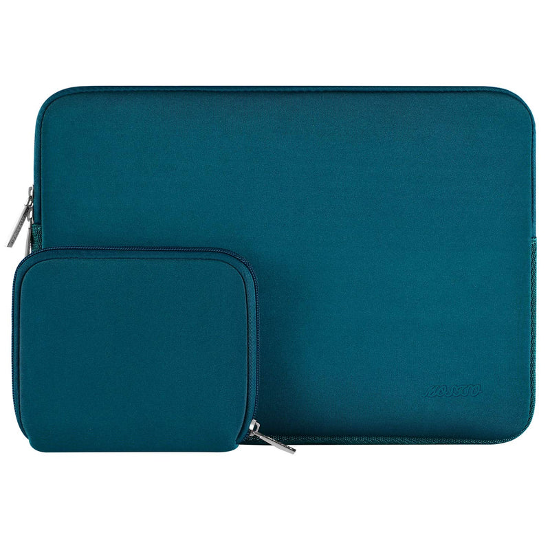 MOSISO Laptop Sleeve Compatible with MacBook Air/Pro Retina, 13-13.3 inch Notebook, Compatible with MacBook Pro 14 inch 2021 2022 M1 Pro/M1 Max A2442, Neoprene Bag with Small Case, Deep Teal 13.3-inch