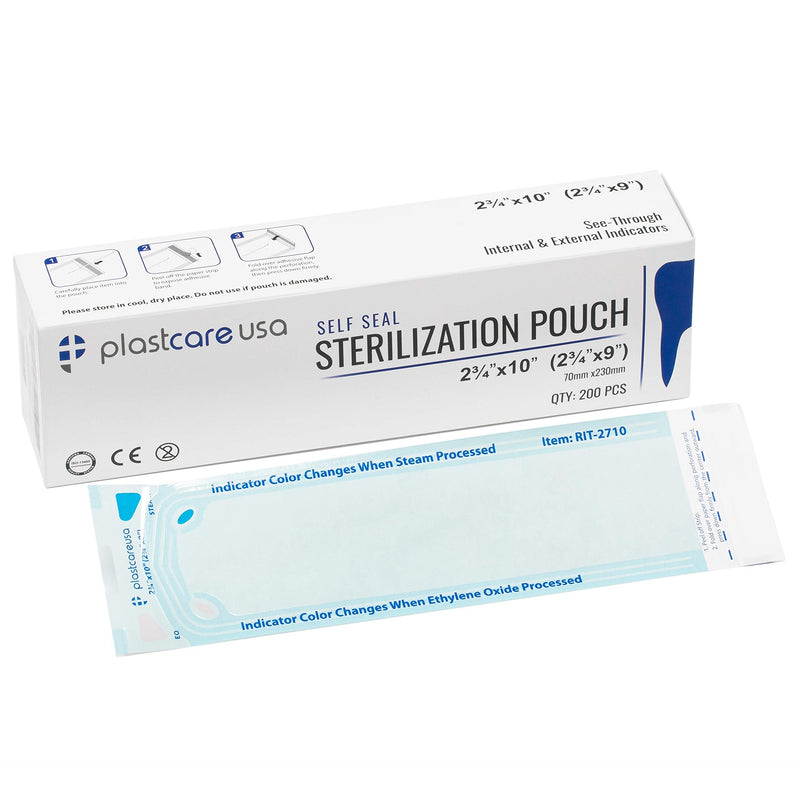 200 2.75 x 9 Self-Sterilization Pouches for Cleaning Tools, Autoclave Sterilizer Bags for Dental Offices, Pouch for Dentist Tools