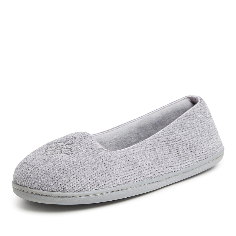 Dearfoams Women's Rebecca Chenille Closed Back Slipper Small Sleet