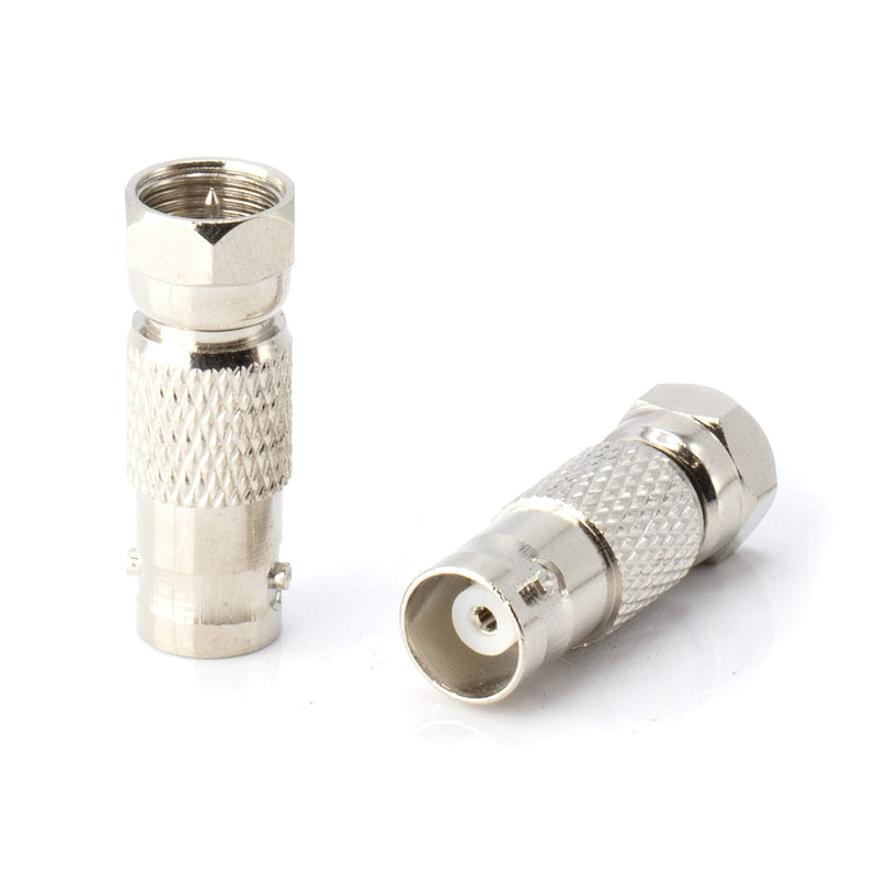 RF (F81) and BNC Coaxial Adapter - BNC Female to Male F81 (F-Pin) Connector, Adapter, Coupler, and Converter - for RG11, RG6, RG59, RG58, SDI, HD SDI, CCTV - 4 Pack Silver BNC Female
