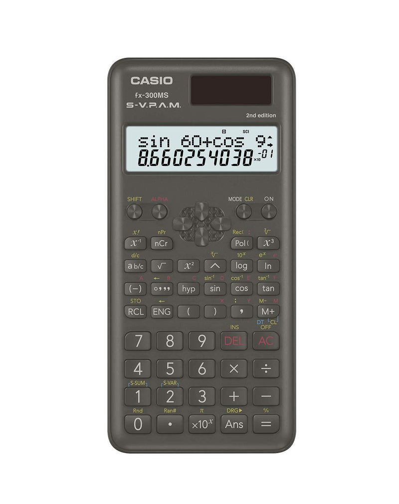 Casio FX300MSPLUS2 Scientific 2nd Edition Calculator, with New Sleek Design, Black, 0.4" x 3" x 6.4"