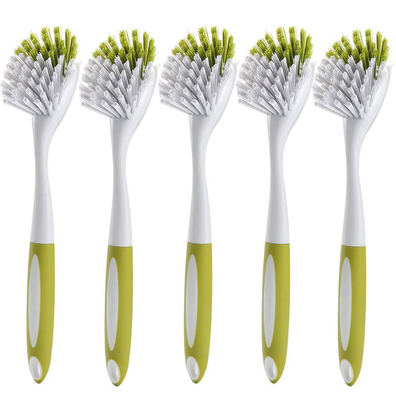 Scrub Brush for Dish Kitchen Sink Pot Pan with Stiff Bristles, Yellow-Green, 5pcs Yellow-green 5pcs