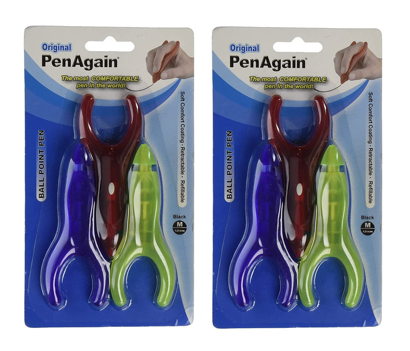 PenAgain Original 3 Pack Pens - Red, Blue, Green or Neon Green, 6 Count value