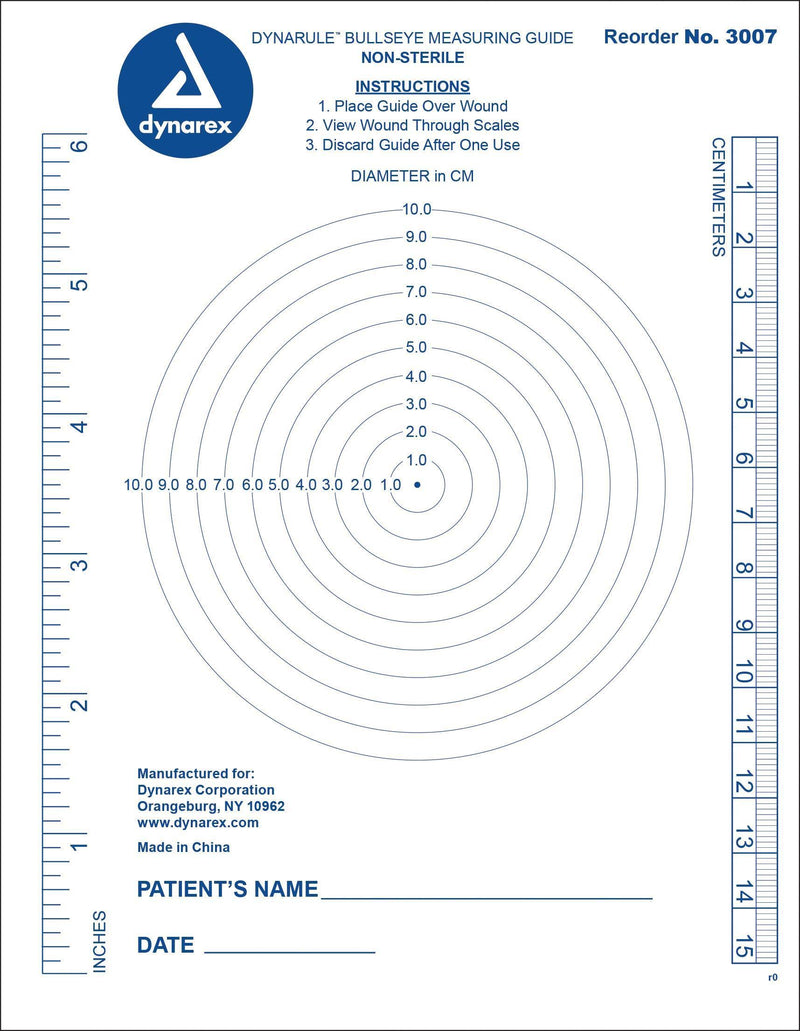Dynarex Dynarule Wound Measuring Bullseye Guide Medical Ruler 3007, 1250 Count