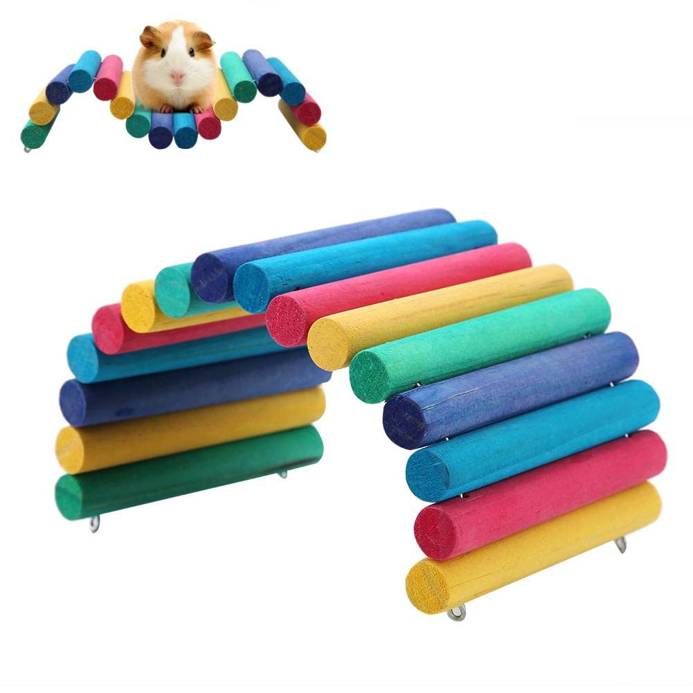 Bendable Hamster Climbing Bridge Colorful Bird Wooden Bridge Ladder Mouse Rat Guinea Pig House Cage Villa Exercise Chew Toy Small Animal Cave Hideout