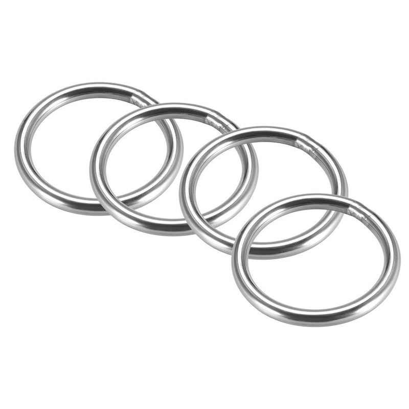 uxcell 201 Stainless Steel O Ring 50mm(1.97") Outer Diameter 5mm Thickness Strapping Welded Round Rings 4pcs