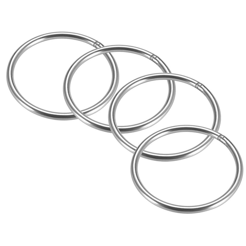 uxcell 201 Stainless Steel O Ring 60mm(2.36") Outer Diameter 4mm Thickness Strapping Welded Round Rings 4pcs