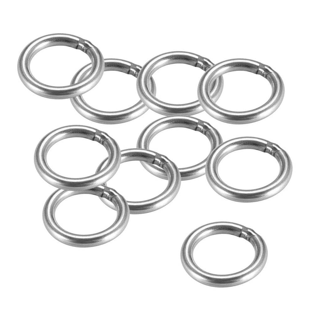 uxcell 201 Stainless Steel O Ring 20mm(0.79") Outer Diameter 3mm Thickness Strapping Welded Round Rings 10pcs