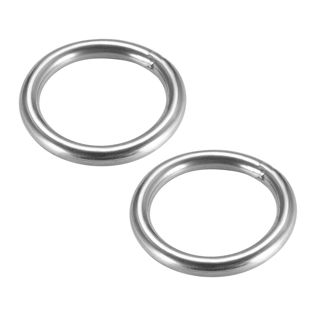 uxcell 201 Stainless Steel O Ring 40mm(1.57") Outer Diameter 5mm Thickness Strapping Welded Round Rings 2pcs 40x5mm