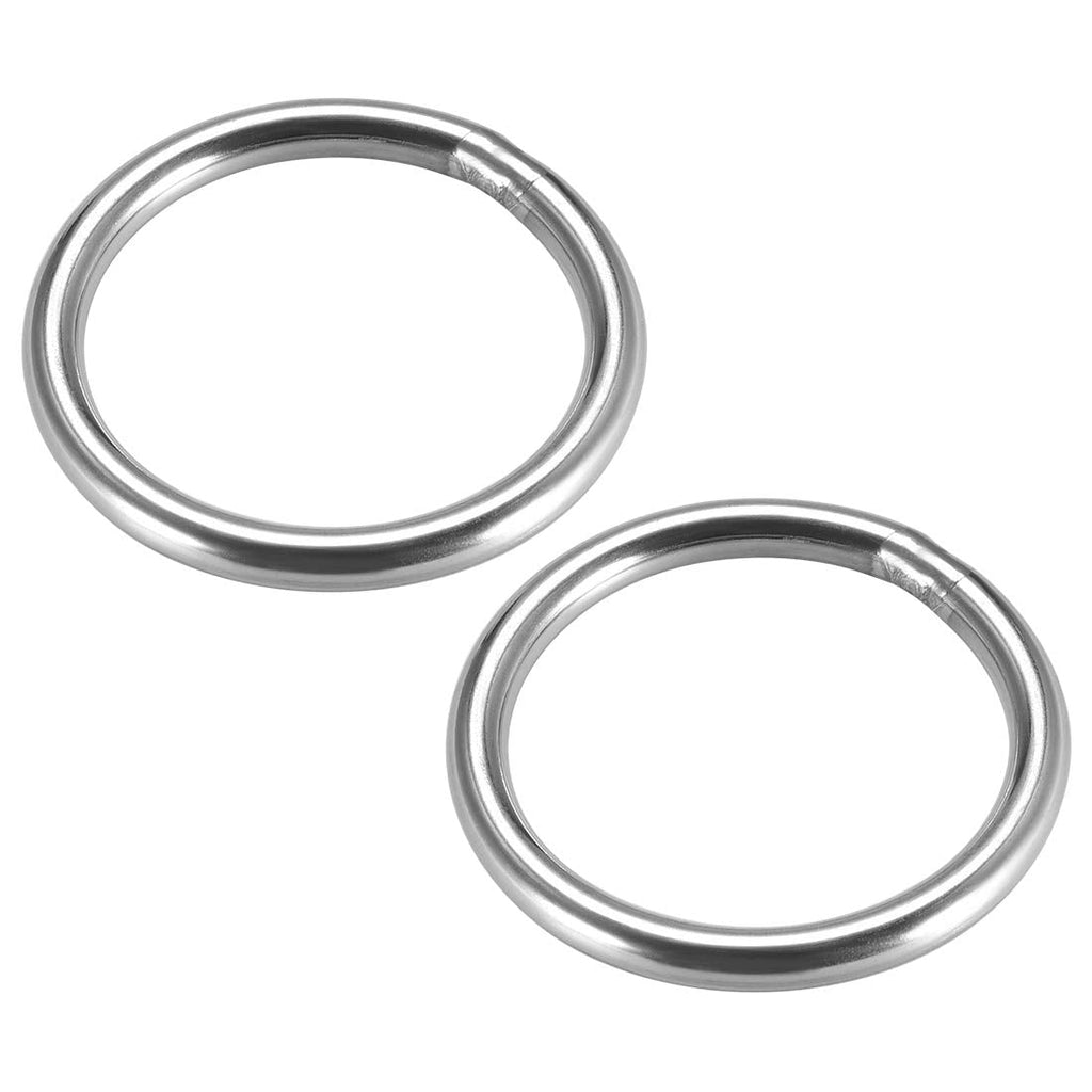 uxcell 201 Stainless Steel O Ring 50mm(1.97") Outer Diameter 5mm Thickness Strapping Welded Round Rings 2pcs