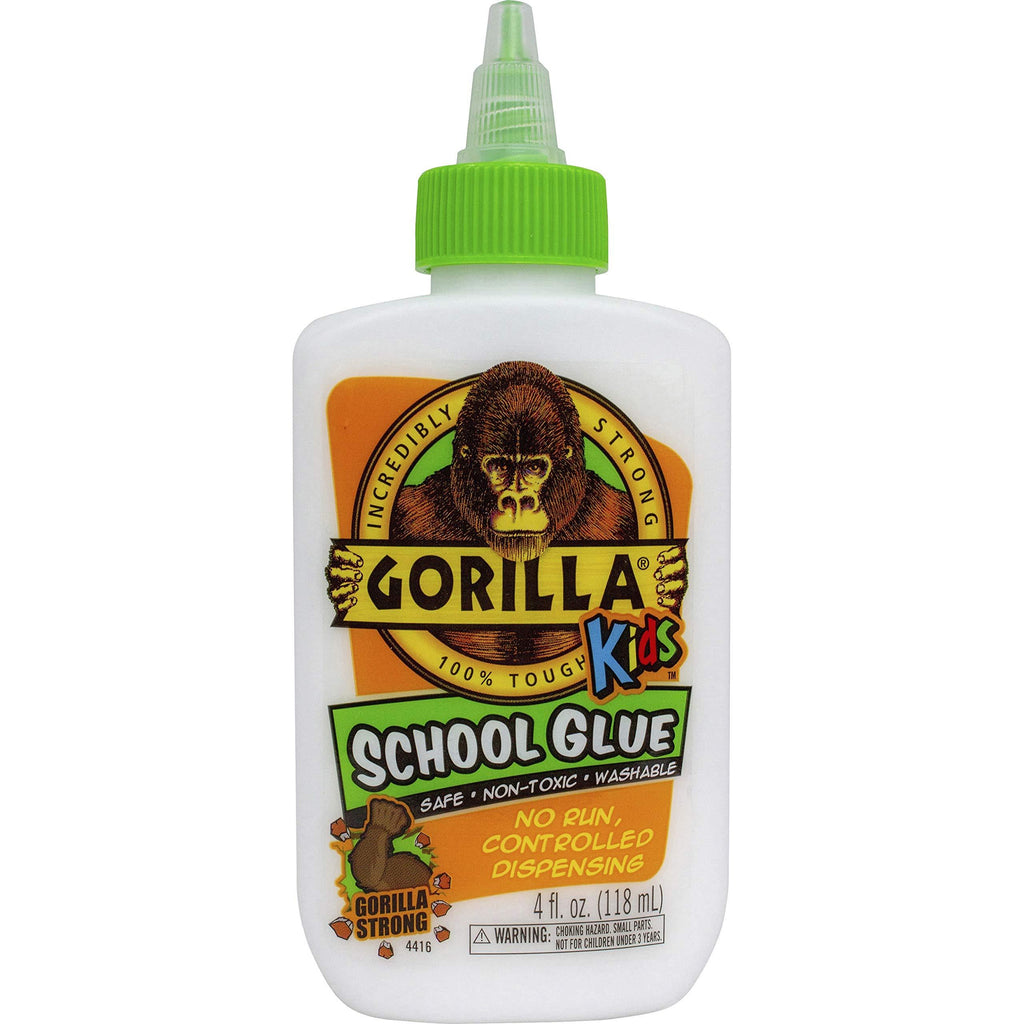 Gorilla Kids School Glue, 4 ounce. Bottle, White, (Pack of 1) 1 - Pack