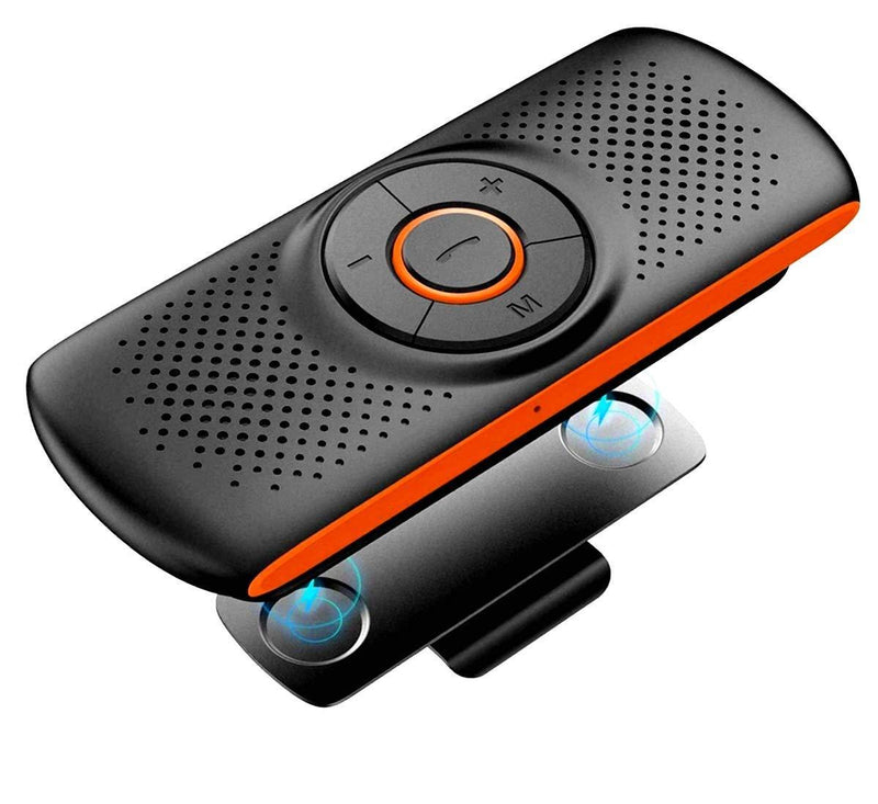 Bluetooth Visor Clip Car Speaker,TIANSHILI Wireless Handsfree Speakerphones, Stereo Sound Enhanced Bass/Built-in Mic/TF Card Player/Google Assistant Voice Command Portable Speakers Orange
