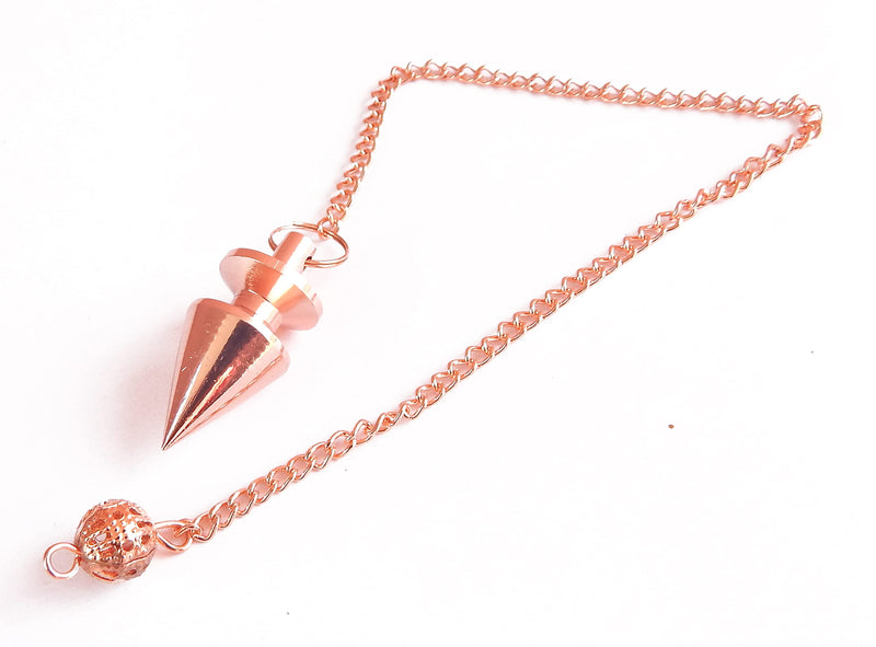 Cone with Round Ring Copper Metal Pendulum. Healing Dowsing Metaphysical Meditation Divination Pendulum. Round Ring Plate - Copper