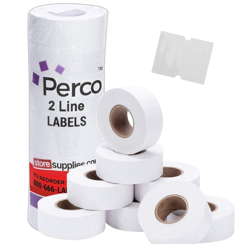 Freezer Adhesives Perco Two Line White Labels - 1 Sleeve, 6000 Labels