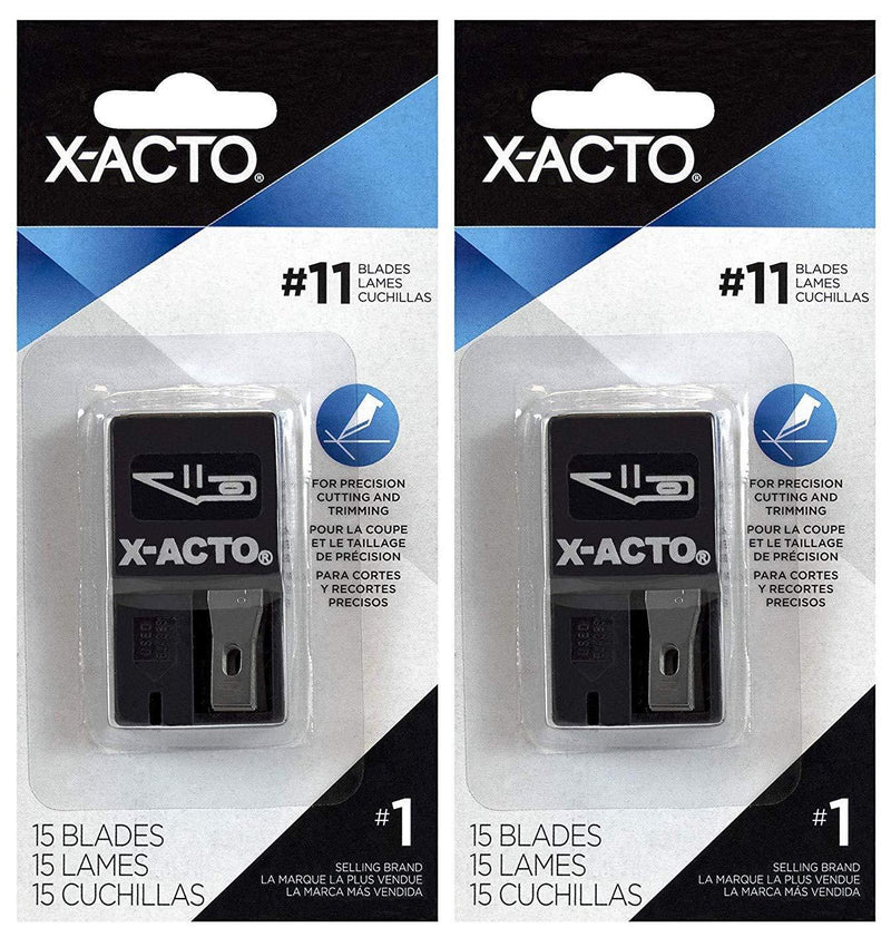 2-Pack - X-ACTO X411 Knife Blades with Dispenser Size 11 Blades, 15 Pieces each