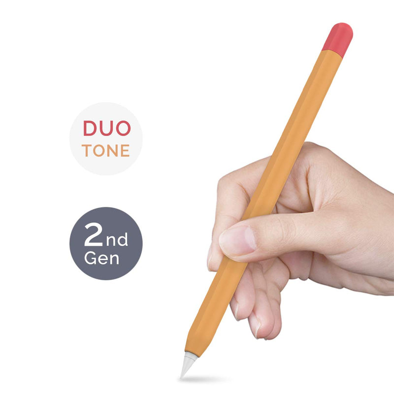 AHASTYLE Duotone Case Cover Silicone Sleeve Skin Compatible with Apple Pencil 2nd Generation, iPad Pro 11 12.9 inch 2018 (Orange, Red) Orange, Red