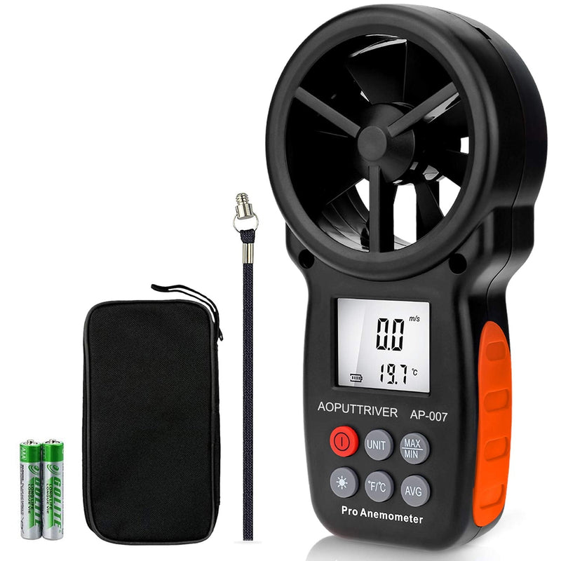 Anemometer Handheld, Portable Anemometer，Velometer, Anemometer for HVAC with Wind Speed, Temperature（℃/℉）and Backlit Air Flow Meter for Shooting, Surfing, HVAC Duct-AP-007