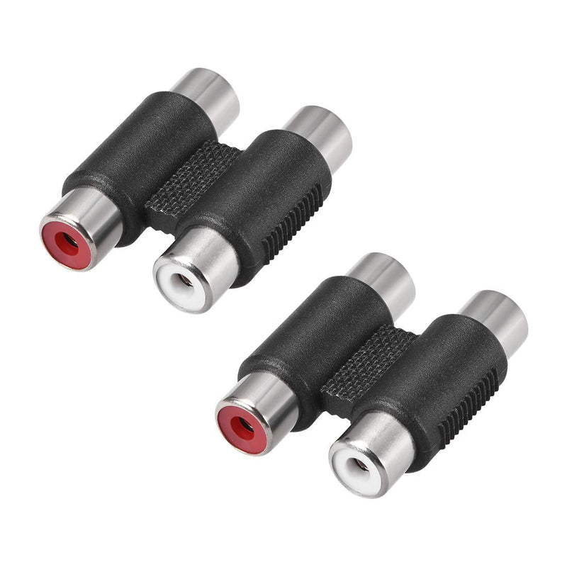 uxcell RCA 2 Female to 2 Female Connector Stereo Audio Video Cable Adapter Coupler Black 2Pcs