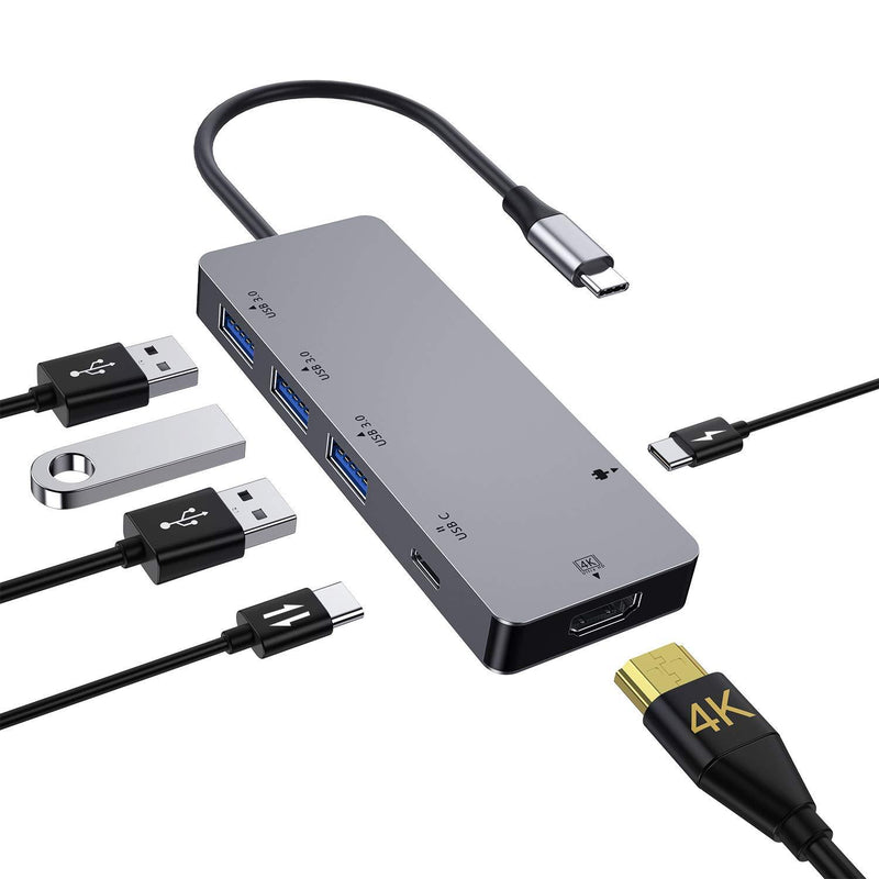 USB C Hub, Zedela USB C Adapter with 3 USB 3.0, 4K USB C to HDMI,PD Power Delivery(Thunderbolt 3),Data Transmission,6 in 1 Type C Hub for MacBook Pro/Air,iPad Pro,ChromeBook or More Type C Laptops