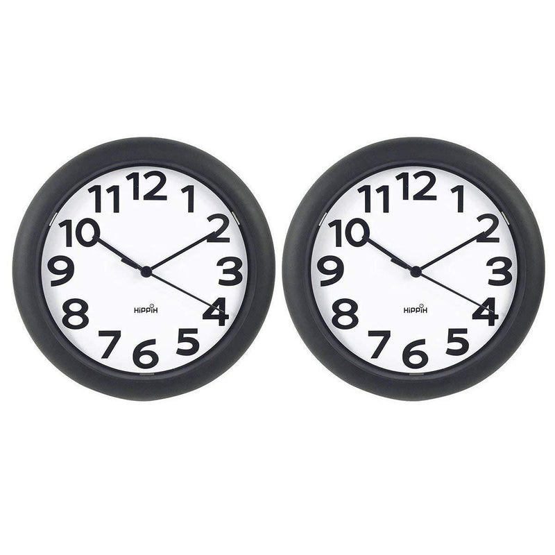HIPPIH 2 Pack Silent Wall Clock 10 Inch Non-Ticking Battery Operated Round Clocks - Easy to Read for Office/Kitchen/Bedroom/Living Room/Classroom 249B2