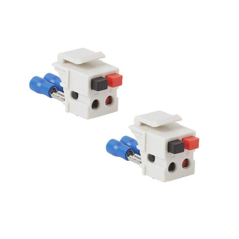 VSEER Speaker Keystone Jack â€“ Spring Loaded Speaker Jack for Keystone Wall Plate, Female to Female, for Home Theater Wall Plates - White (2 Pack) 2 Pack