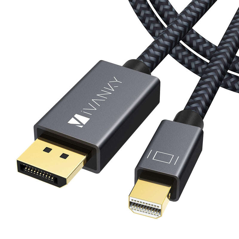Mini DisplayPort to DisplayPort(Mini DP to DP) Cable, 6.6 Feet,4K@60Hz / 2K@144Hz, iVANKY DisplayPort to Mini DisplayPort Cable for MacBook Air/Pro, Surface Pro and More - Grey