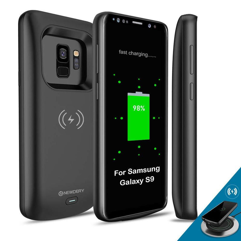 Newdery Upgraded Samsung Galaxy S9 Battery Case Qi Wireless Charging Compatible, 4700mAh Slim Rechargeable Extended Charger Case Compatible Samsung Galaxy S9 (Not for s9+ Plus)