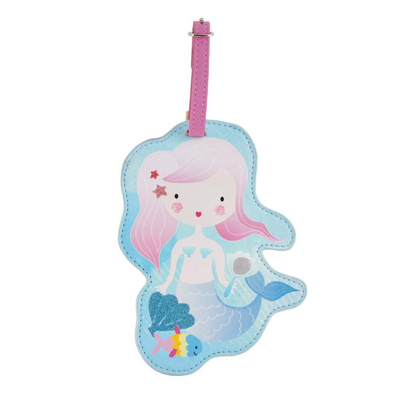 Floss & Rock Magical Mermaid Blue and Pink 6 x 4 Inch Acrylic Name Address Luggage Travel Tag
